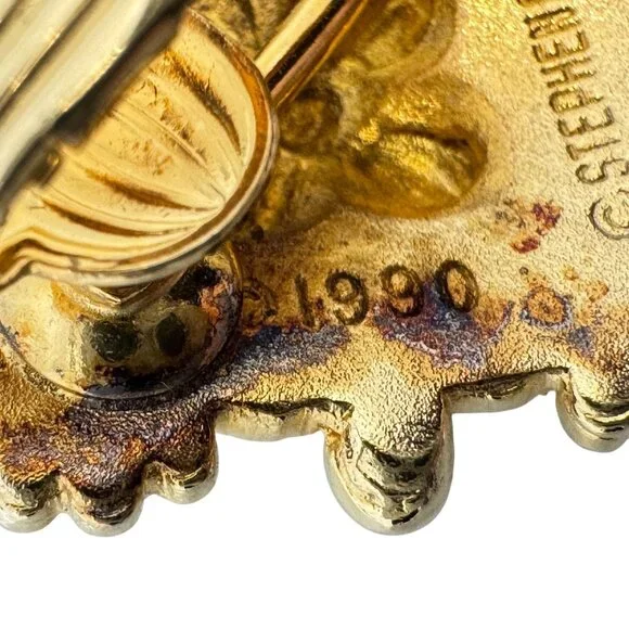 Stephen Dweck Vermeil Sterling Silver Vtg Clip-On Earrings Gemstone Floral - Picture 10 of 16